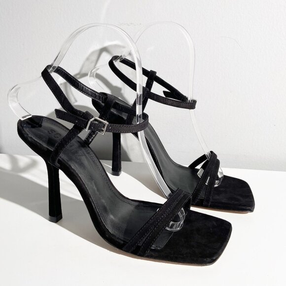 Schutz black strappy leather heels black size 7.5 - Picture 1 of 7